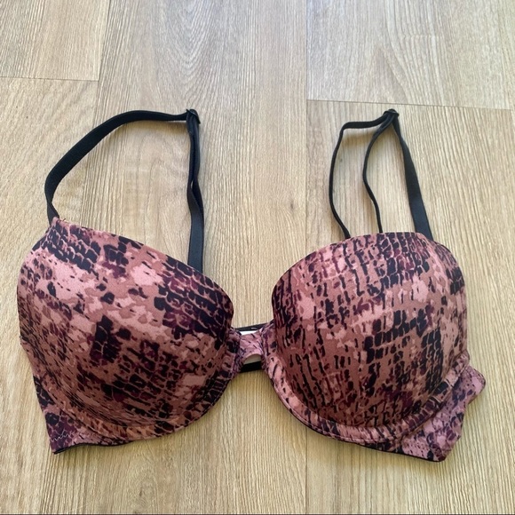 PINK Victoria's Secret Other - PINK Victoria's Secret Snakeskin Push-Up Bra Pink/ Maroon